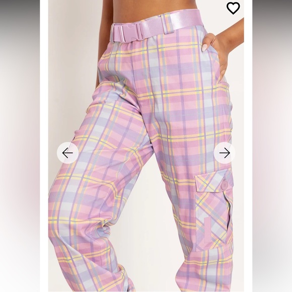 TARTAN CANDY CARGO PANTS LIMITED BLACKMILK SIZE 8 NWOT WITH BELT BM - Picture 6 of 8